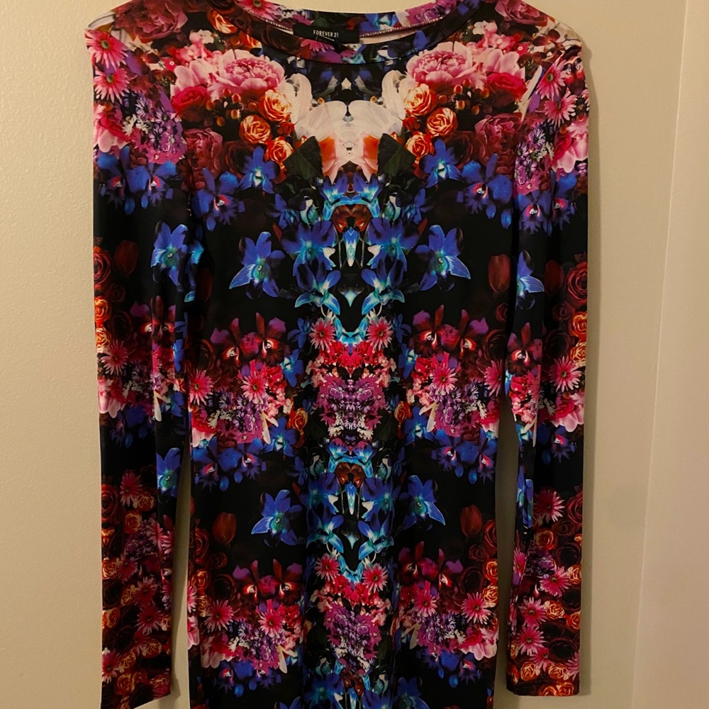 Printed Long Sleeve Mini Dress